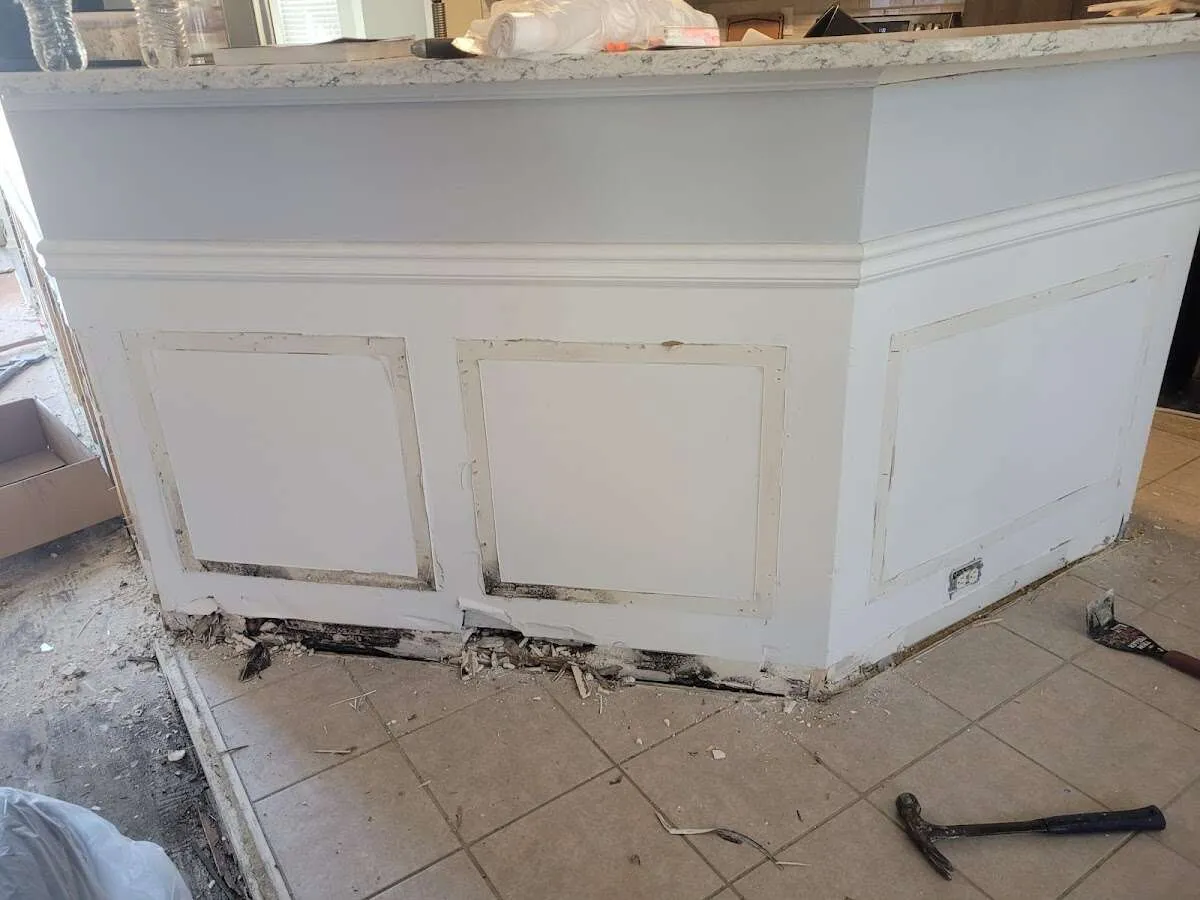 Water damage and mold on kitchen during Storm Damage Restoration in Dry Run